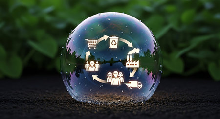 Sustainable cycle. Eco-friendly production. Business process recycling.の素材