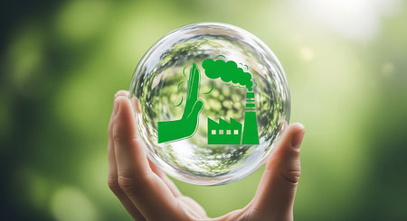 Pollution stop sphere green factory environmental protection solutionの素材