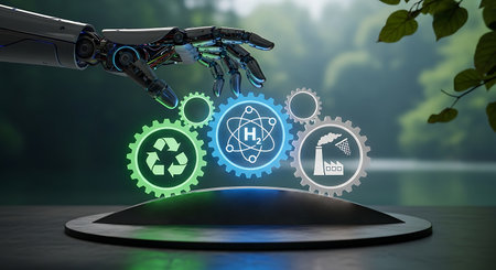 Robotic hand energy recycle hydrogen factory shows technology convergenceの素材