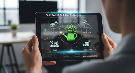 Sustainable investment analysis: evaluating renewable energy, responsible development.の素材