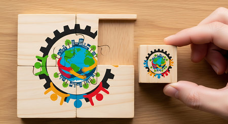 Collaborative effort for sustainability: Connecting pieces for teamworkの素材