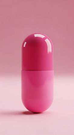 Single pink capsule pill close up remedy medicine healthcare drugの素材