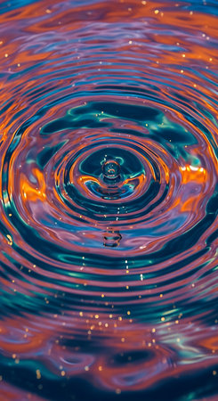 Ripples in water surface abstract. Droplet concentric circular patterns.の素材