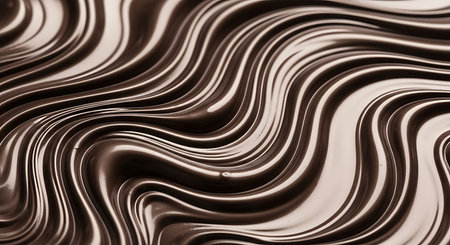 Abstract brown wave dark caramel paint viscous fluid texture.の素材