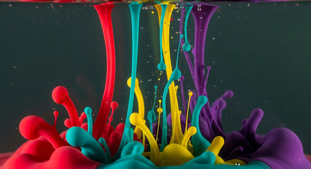 Abstract colored ink explosion, underwater art, colorful liquid.の素材