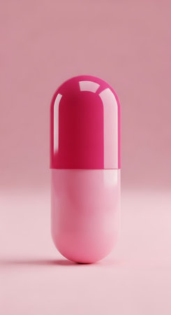 Pink and red medicine capsule Healthcare and medication conceptの素材