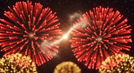 Vibrant fireworks display Festive occasion Celebration nightの素材