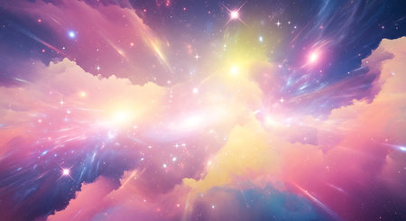 Dreamy nebula canvas Ethereal galaxy Pastel clouds Celestial radianceの素材