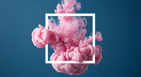 Pink ink cloud in frame, abstract motion and bold serenityの素材