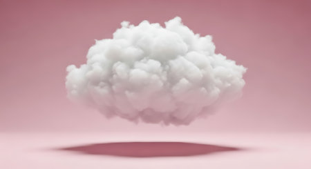 Fluffy white cloud studio shot dreamy cotton like cumulus. Weather forecast visuals.の素材