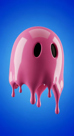 Melting pink ghost figure Surreal digital art Liquid dripping effectの素材