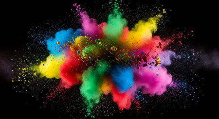 Explosion color powder splash holi colorful pigment decorative vibrant abstractの素材