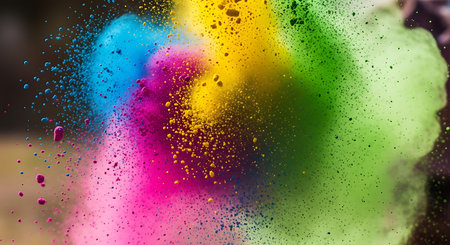 Explosion colorful holi powder vibrant pigments festive celebrationの素材