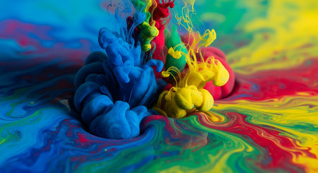 Abstract ink explosion colorful liquid art dynamic fluid motion underwater paint plumesの素材