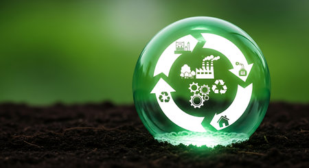 Circular economy environmental protection sustainable nature. Green future.の素材