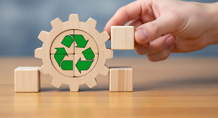 Building a sustainable future with renewable energy and teamwork.の素材