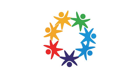 Community unity togetherness logo colorful people human figuresの素材