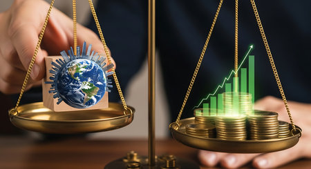 Balance world development with economic growth. Environmental responsibility.の素材