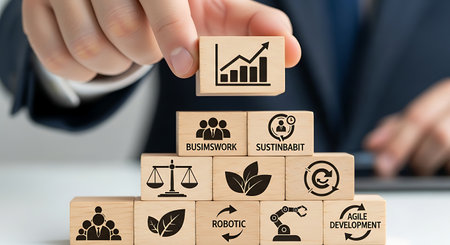 Business sustainability robotic agile development innovation financial successの素材