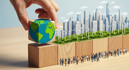 Sustainable urban development eco friendly cities green planningの素材