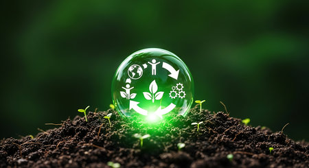 Eco-friendly planet, environment and sustainability, nature sproutの素材