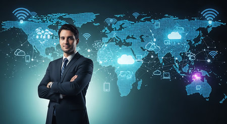 Global business Technology network Digital transformation Solutionsの素材