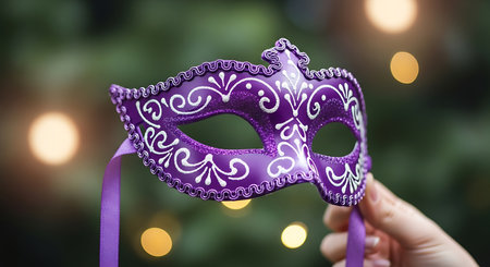 Purple mask disguise for mystery ball celebration fashion masqueradeの素材