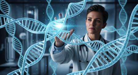 Genetic research scientist molecular biology DNA structure analysis healthcare advancements modern medicineの素材