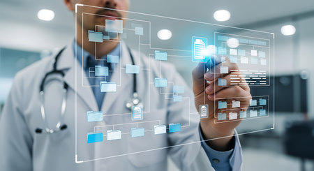Medical workflow doctor digital touchscreen online health analysisの素材