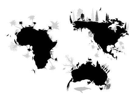 africa, north america and australiaのイラスト素材
