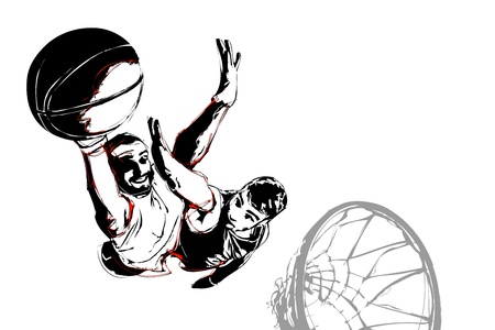 two basketball players in actionのイラスト素材