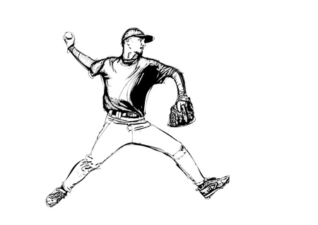 baseball player illustrationのイラスト素材