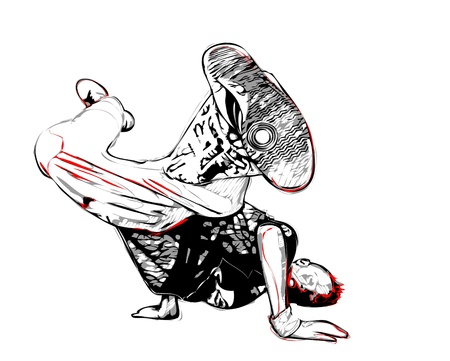 illustration of breakdancer poseのイラスト素材