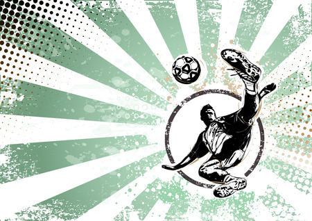 illustration of soccer playar on grungy backgroundのイラスト素材