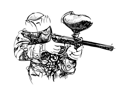 Paintball player vector Illustration on whiteのイラスト素材