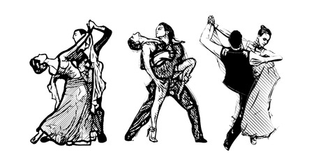 classical dancers vector illustrationsのイラスト素材
