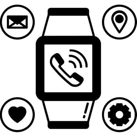 wireless smartwatch Glyph Black color Vector icon which can easily modify or editのイラスト素材