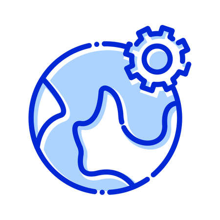 Browser setting, globe, setting, cogwheel fully editable vector iconsのイラスト素材