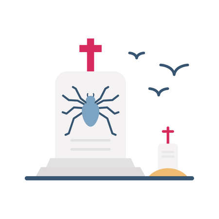 Spooky Gravestone flat vector icon which can easily modify or editのイラスト素材