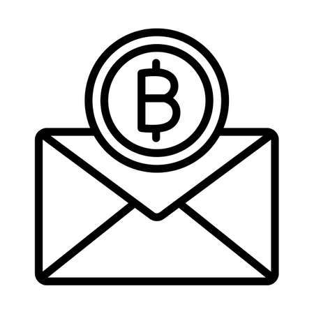 Bitcoin envelope, bitcoin mail, bitcoin postage, cryptocurrency envelope fully editable vector iconsのイラスト素材
