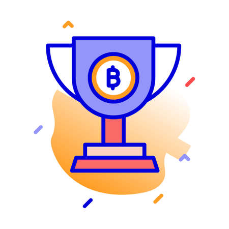 Bitcoin block reward, award, trophy, bitcoin fully editable vector iconsのイラスト素材