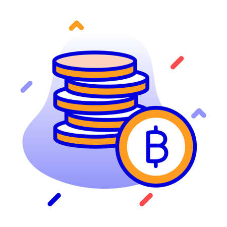 Bitcoins, coins, currency, stack of bitcoins fully editable vector iconsのイラスト素材
