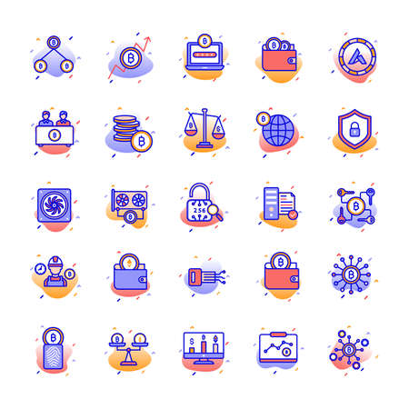 Digital Currency Bitcoin Vector Icon which can easily modify or edits Set every single icon can be easily modify or editのイラスト素材