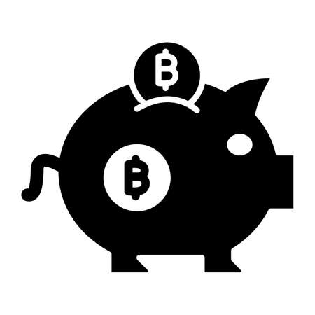 Banking on bitcoin,, bitcoin investment, bitcoin exchange,  bitcoin piggy bank  fully editable vector iconsのイラスト素材