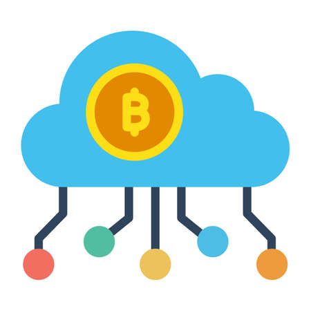 Bitcoin cloud, bitcoin cloud mining, bitcoin network, cloud mining fully editable vector iconsのイラスト素材