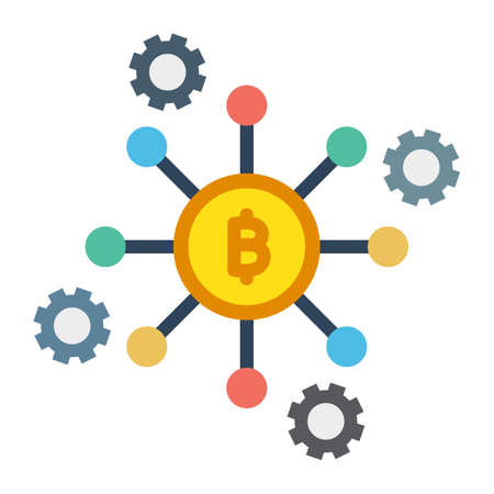 Bitcoin network, bitcoin node, blockchain, bitcoin core,  fully editable vector iconsのイラスト素材