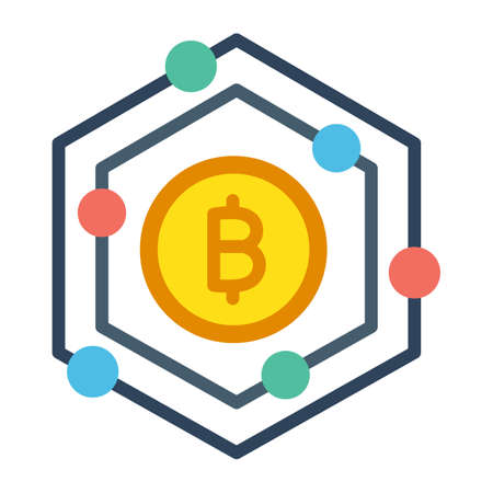 Bitcoin, bitcoin network, blockchain, cryptocurrency  fully editable vector iconsのイラスト素材