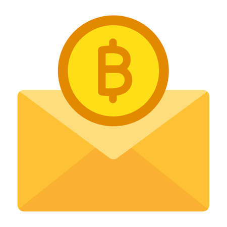 Bitcoin envelope, bitcoin mail, bitcoin postage, cryptocurrency envelope fully editable vector iconsのイラスト素材