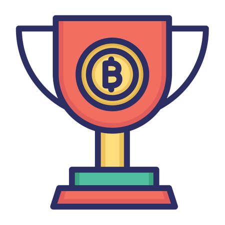 Bitcoin block reward, award, trophy, bitcoin fully editable vector iconsのイラスト素材