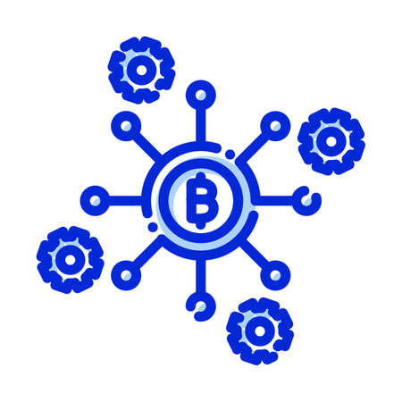 Bitcoin network, bitcoin node, blockchain, bitcoin core,  fully editable vector iconsのイラスト素材